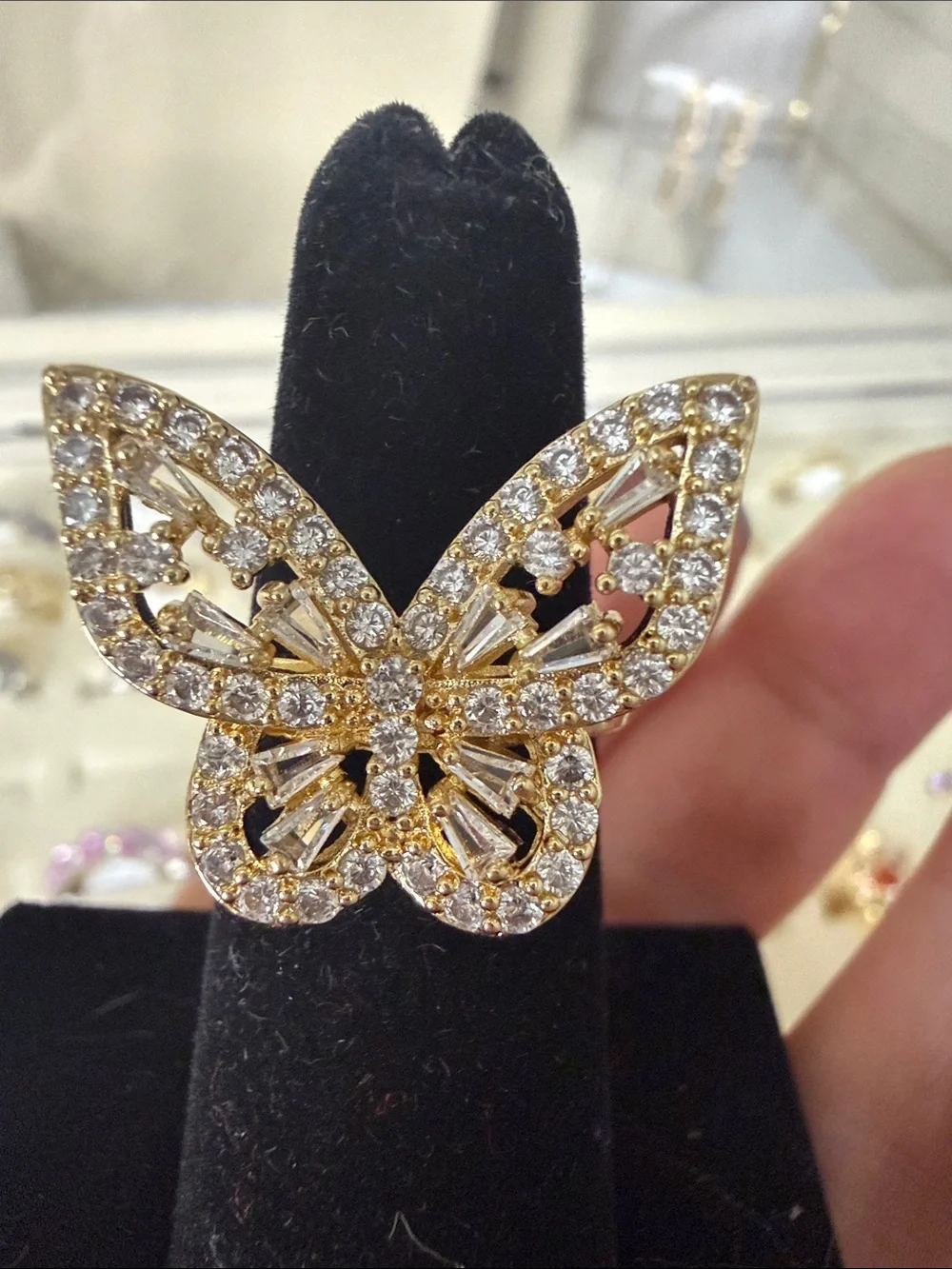 Gold Butterfly Crystal Ring - Women Jewelry